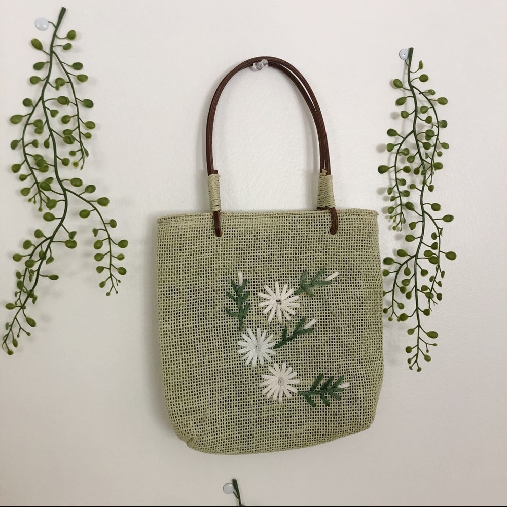 green mini embroidered purse